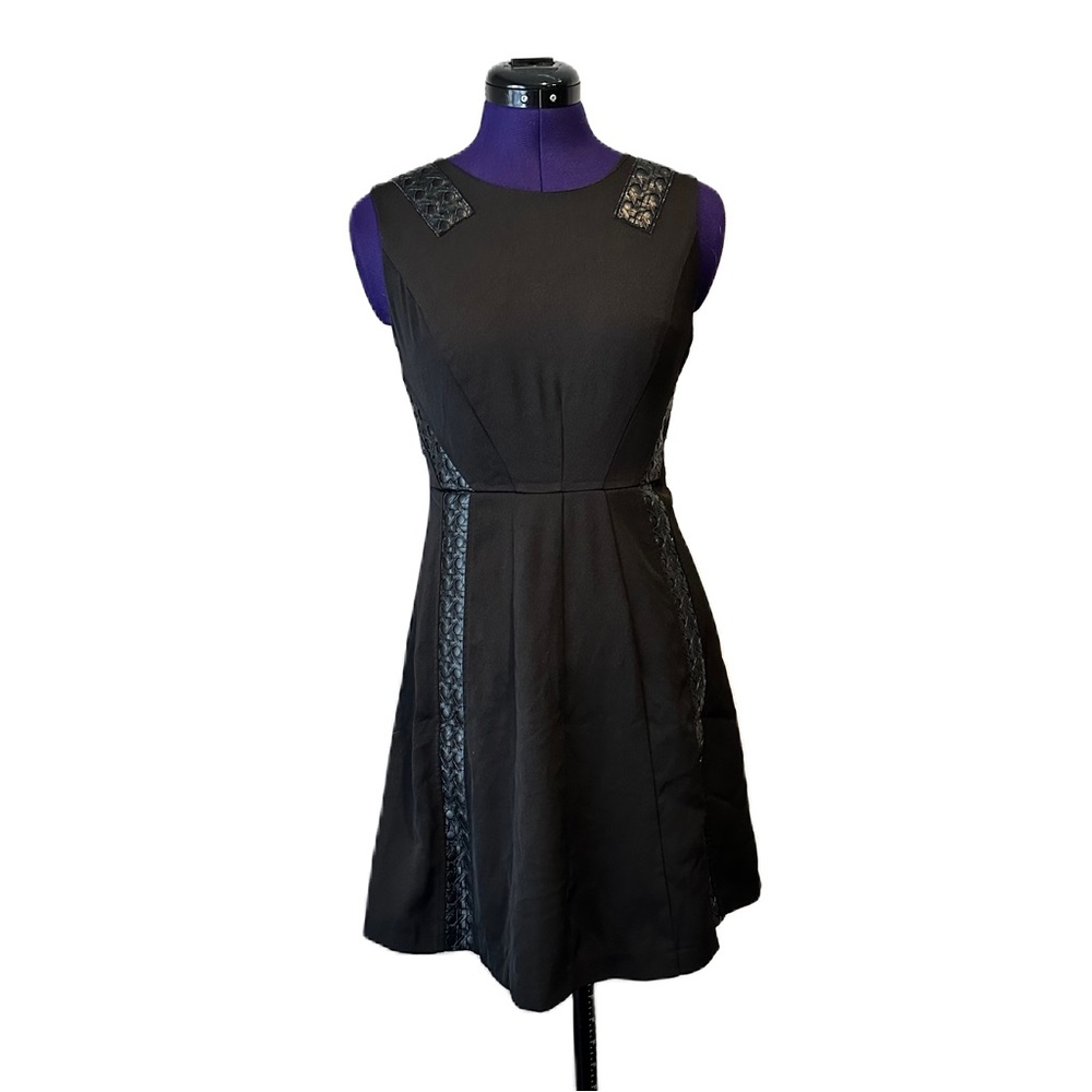 Esley Black Faux Leather Short Sleeve Dress